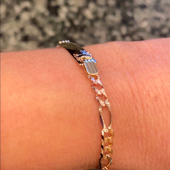 Girls 14k Gold Butterfly ID Bracelet 6 inches - Picture 5 of 15